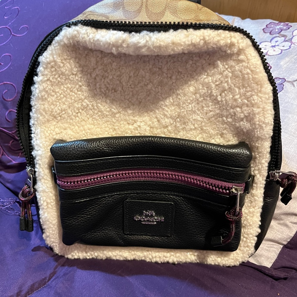 Rare one if a kind Coach Shearling Leather Backpack